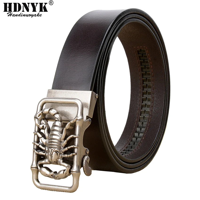 Factory Direct Brand Designer Belt Men High Quality Real Leather Belts Strap Male Retro Scorpion Automatic Buckle Belt for Men