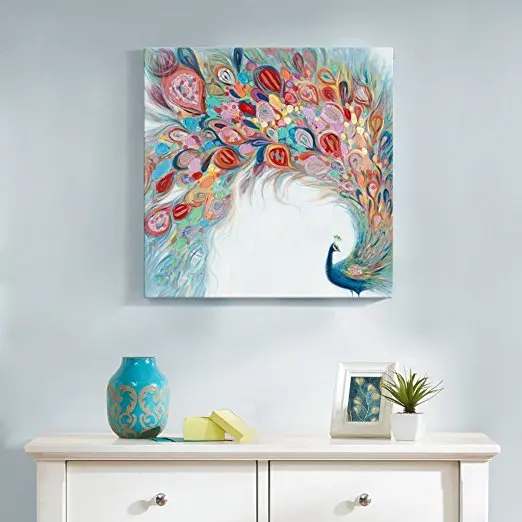 2018 Top Artist Art Work Oil Paintings 100% Hand Painted Oil Painting Animal Peacock Spreads Its Tail Painting for Home Decor