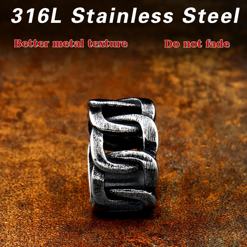 Beier 316L Stainless steel 1314 Twist chain couple ring Forever Love Unique  jewelry  LR594