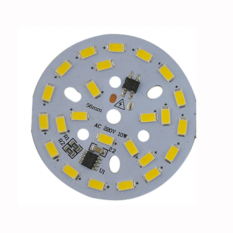 5PCS AC 220V LED PCB SMD 5730 10W 56MM High Brightness Light Source Round Panel Smart IC Driver White / Warm White For LED Bulb