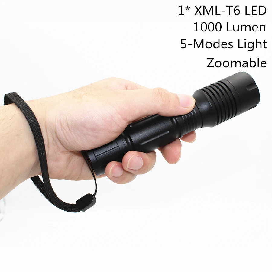 

Uranusfire T6 LED 1000LM Torch 5 Mode Zoomable Focus Light Aluminum Flashlight A101 Use 3x AAA Battery