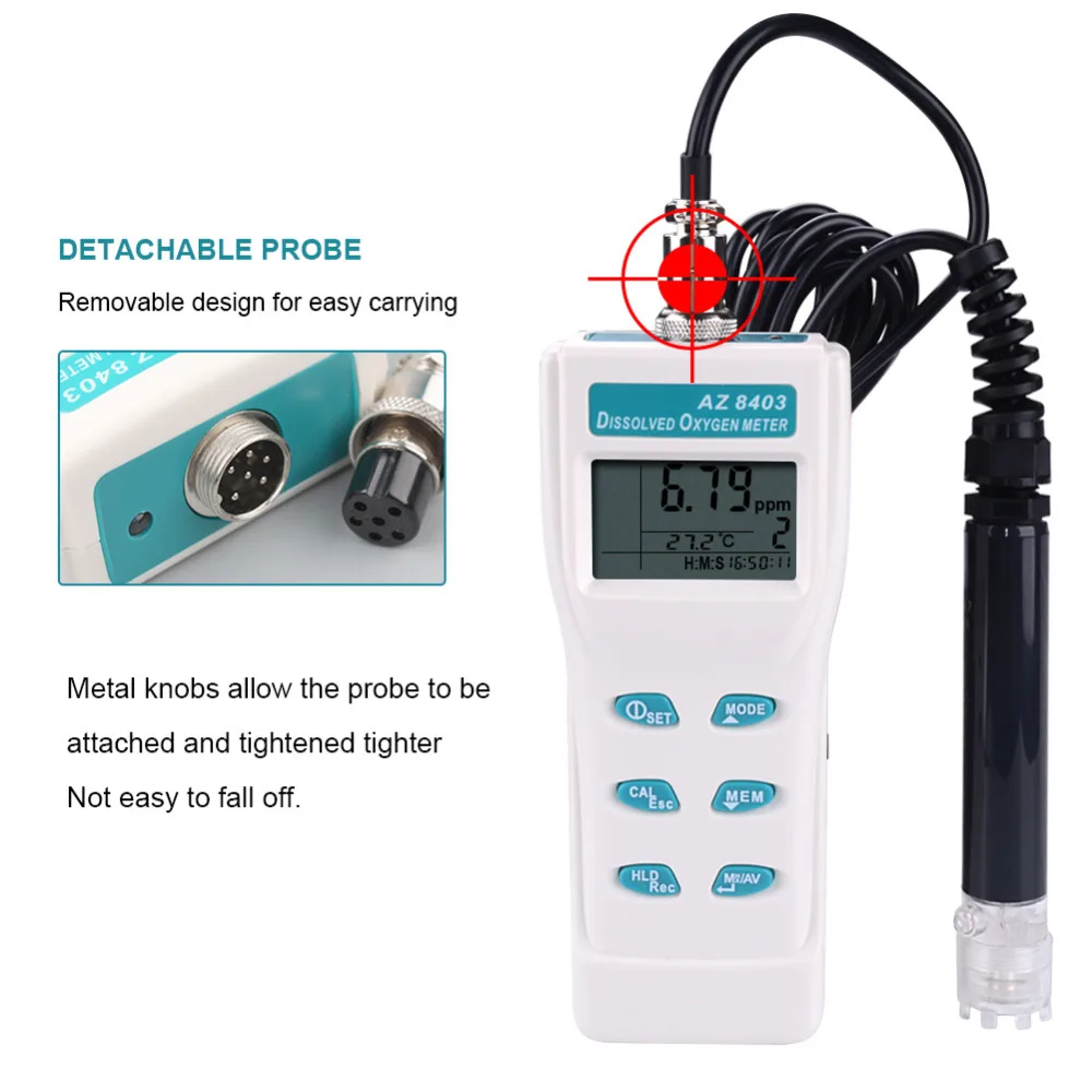 Portable Dissolved Oxygen Meter AZ8403 Dissolved Oxygen Meter 0.0~199.9% for Aquaculture ,Experimental Study,Sewage treatment