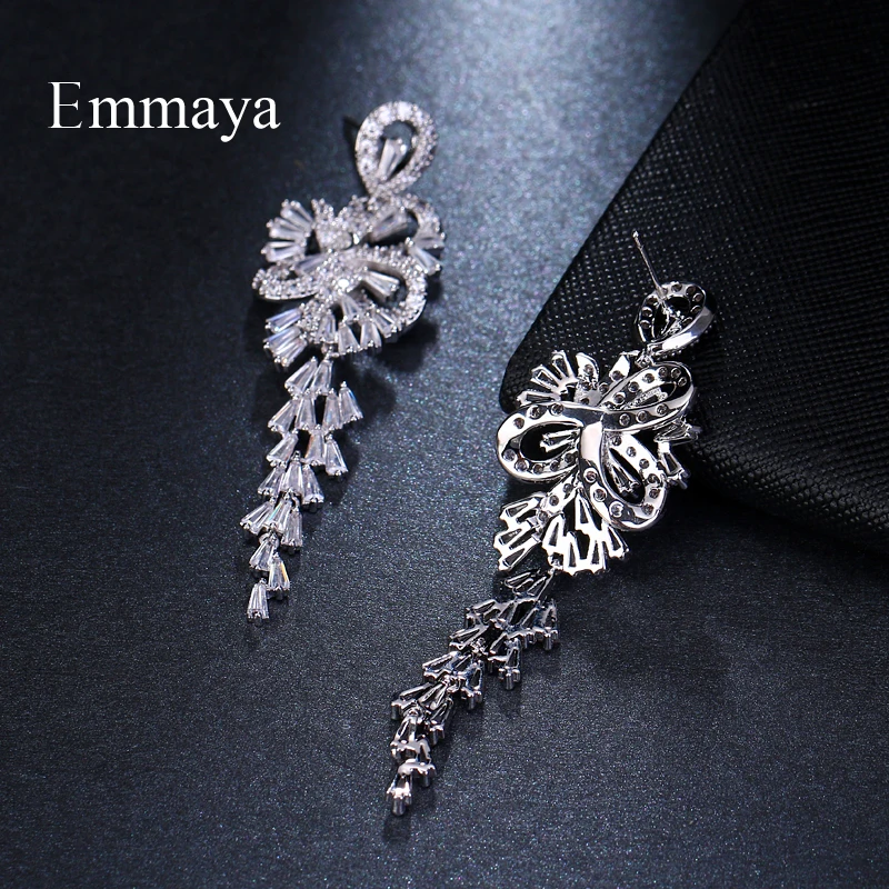 Emmaya Brand Tradition Elegance AAA Cubic Zircon White gold Color Firecracker Pendant Earrings For Women Wedding Jewelry Gift