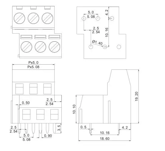 20PCS Terminal block XK/KF127HL-5.0 KF127-5.0 high and low combination low to the right