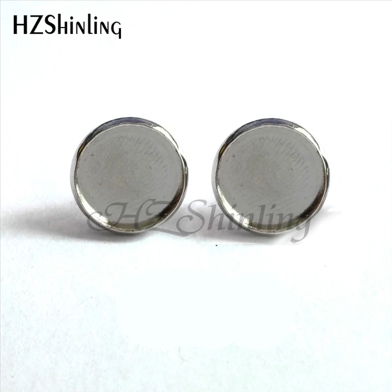 NES-0093   Vintage Compass Earrings Compass Ear Nail Nautical Earring Old World Sailing Glass Dome Earrings HZ4