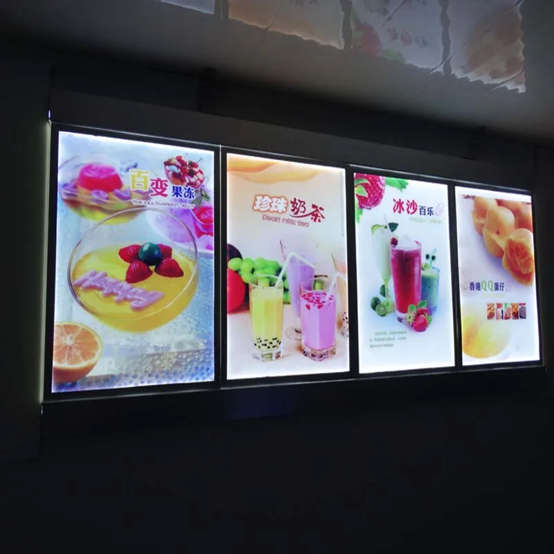 (4 Graphics/ Column) Mruiks Single Sided Lighted Menu Boards,Backlit Menu Display for Hotel,Restaurant,Cafe Store