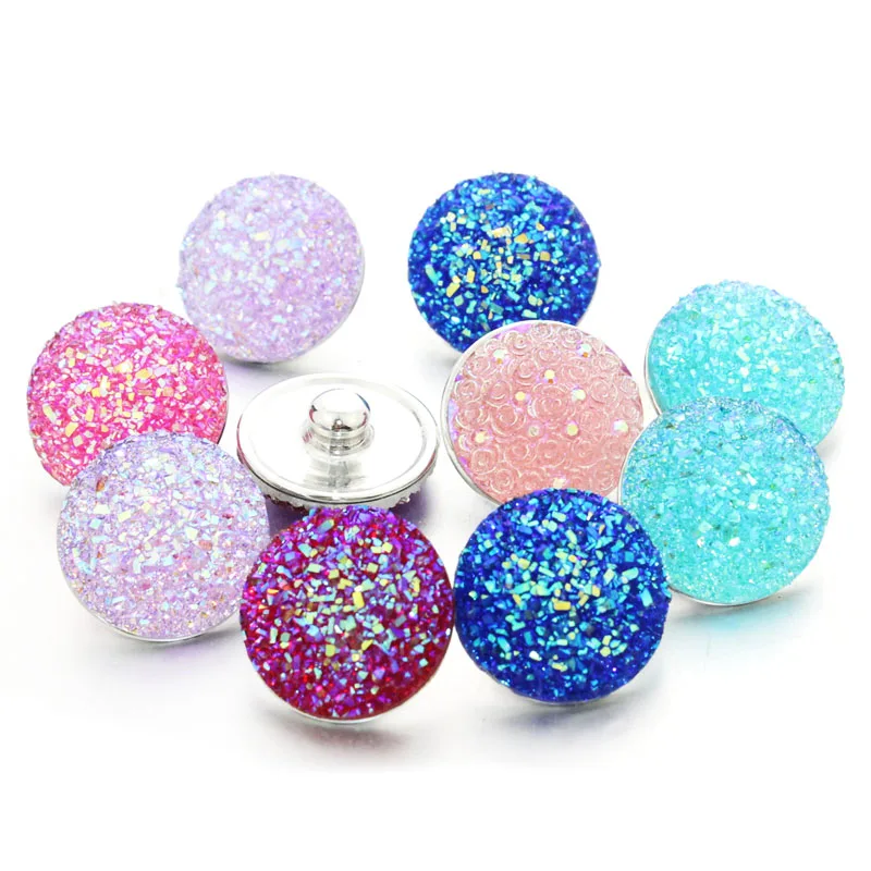 colorful 10pcs/lot mixing 18mm snap button jewelry Resin snap button pression bijoux watches women charm bracelet 050707