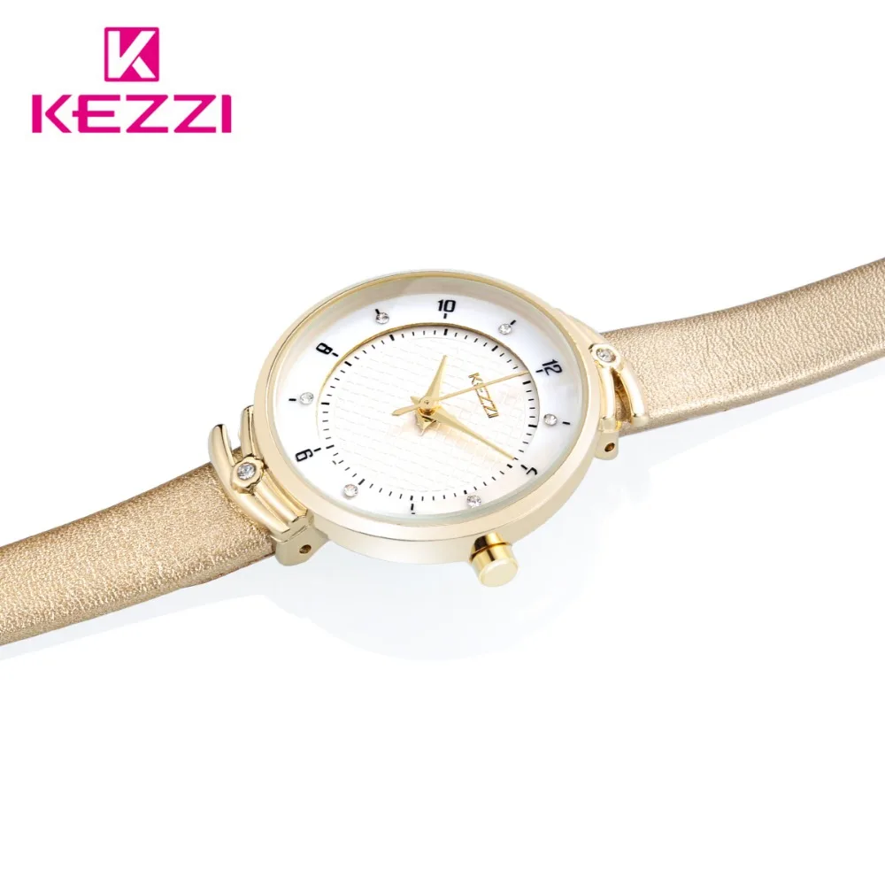 Kezzi Luxe Vrouwen Horloge Dames Casual Lederen Horloge Waterdicht Quartz Horloge Reloj Mujer Montre Femme