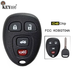 KEYECU 1x/ 3x ID46 Chip FCC ID: KOBGT04A 3+1 4 Button Remote Key Fob for Chevrolet, for Pontiac G5, for Saturn Aura, for Buick