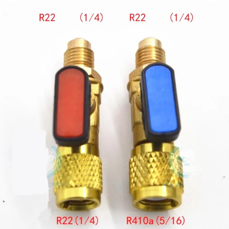 1pair Refrigerator Air Conditioner R22 R410a Dosing Ball Valve Copper Safety Filler Ball Valve Quick Adapter 1/4 interface