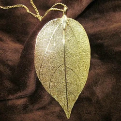LOVBEAFAS Unique Natural Real Leaf Necklace for Women Filigree Long Statement Vintage Necklace Collier Femme Necklace Jewelry