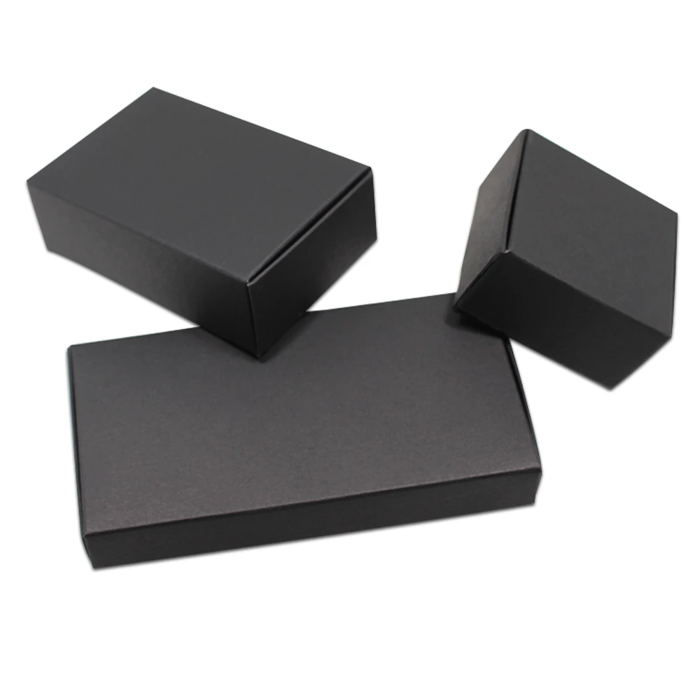 100PCS/ Lot Black Cardboard Paper Boxes Blank Kraft Paper Carton Box Folding DIY Soap Party Jewelry Crafts Gifts Packaging Box