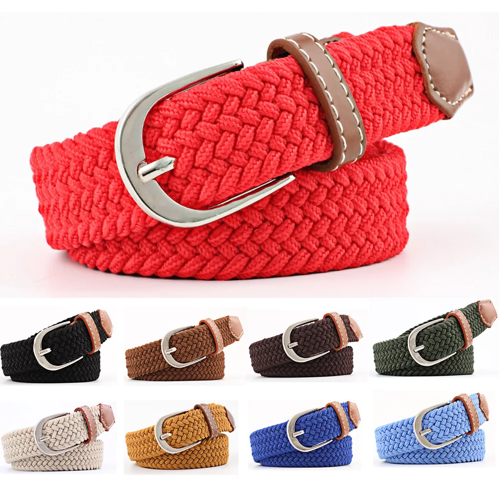 

Men Women Classic Pin Buckle Crochet Belt Braided Canvas Belt Casual Waistband BLTYN0314