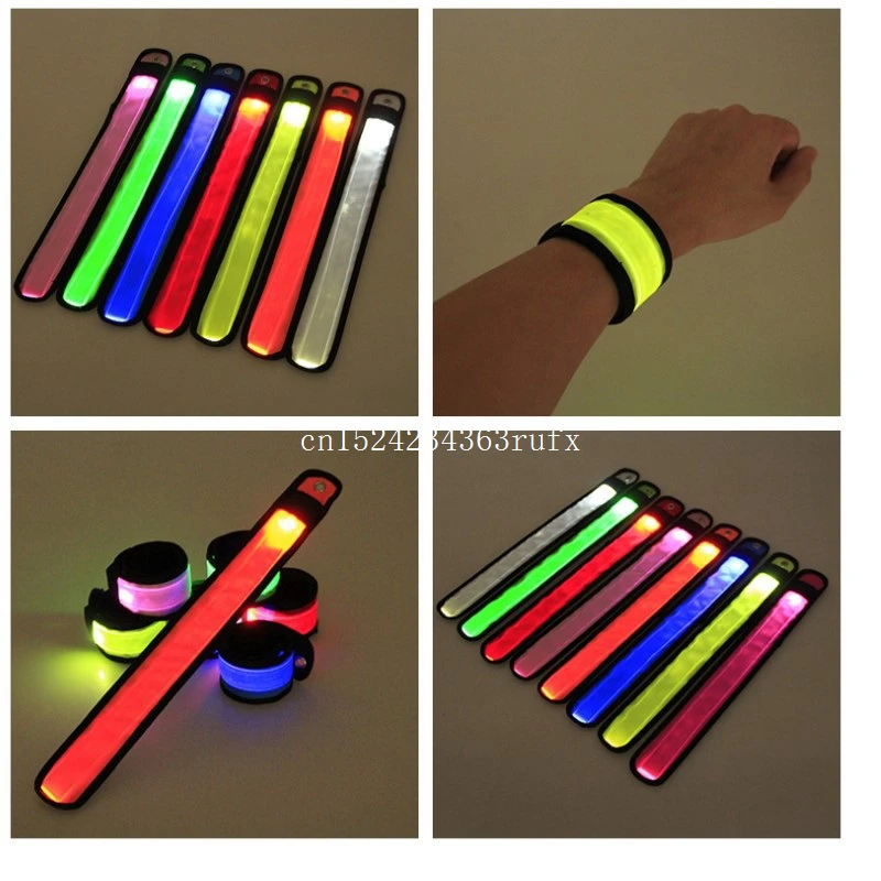 

50pcs Magic Nylon LED Sports Slap Wrist Strap Bands Flare Strap For Party Concert Wristband Light Flash Bracelet Glowing Armband