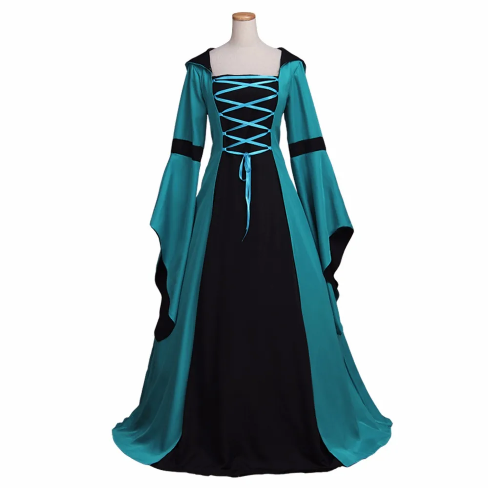 Medieval Dress Cosplay Adult's Peacock Green Vintage Gothic Victorian Dress Costume Cosplay for Halloween Carnival Party