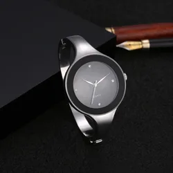 Montre de luxe en cristal pour femmes, Simple, à la mode, en acier inoxydable, horloge