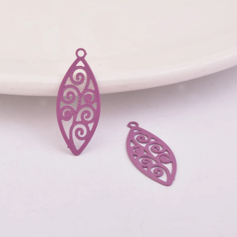 100 Stück AC7319 8*20mm Drucke Charms Blätter Verbinder passend für DIY Ohrringe Schmuckzubehör – Detail 4