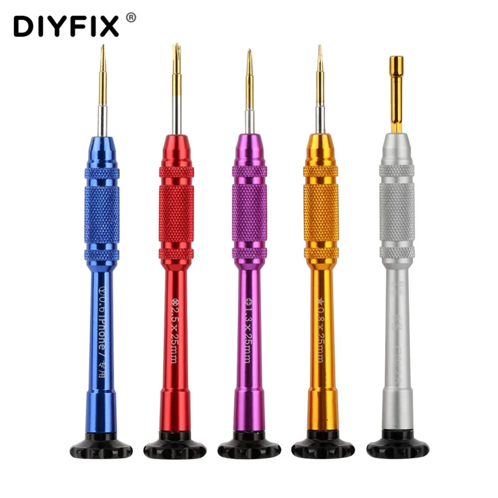 DIYFIX 5 in 1 Precision Screwdriver Set for iPhone X 8 7 6S 6 Disassemble Opening Kit Phone Repair Tools Kit