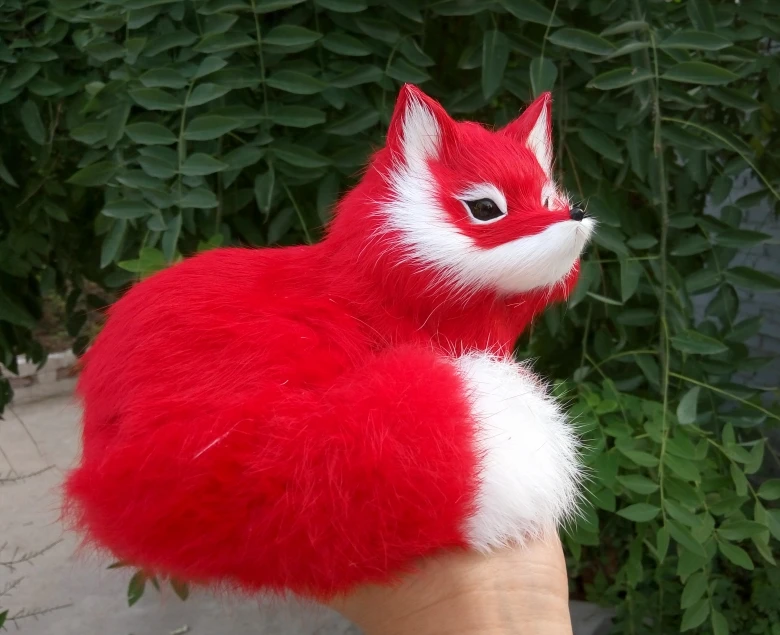 

simulation red fox 16x11cm model ,polyethylene&furs handicraft Figurines home decoration toy gift a2799