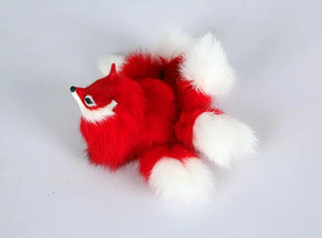 البلاستيك والفراء الثعلب الأحمر مع تسعة ذيول نموذج الصلب حوالي 18x10 سنتيمتر الثعلب مرحلة الدعامة الحرفية ديكور المنزل لعبة هدية w0158