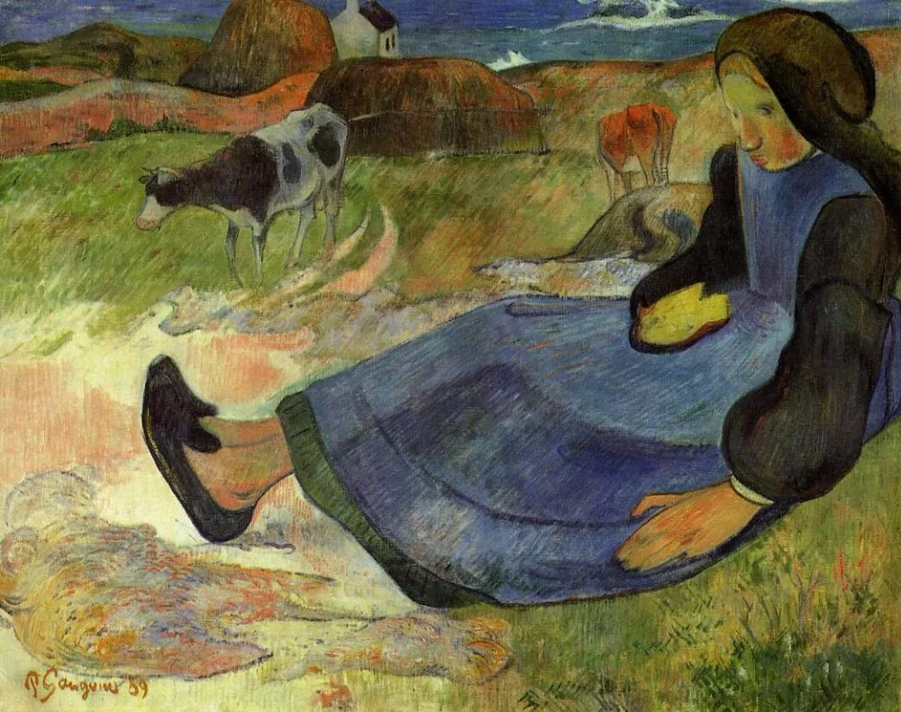 High quality Oil painting Canvas Reproductions Seated breton girl (1889) by Paul Gauguin hand painted