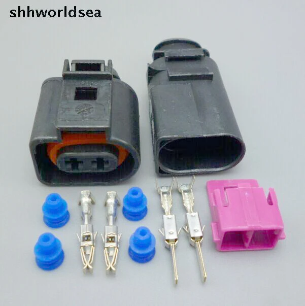 shhworldsea 5/30/100set 3.5mm male female Wiper Pump Pigtail Wiring Plug Connector 8B0 973 822 1J0973722 For VW Jetta Golf GTI