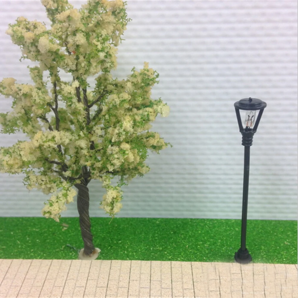 10pcs Model Garden Lamps Miniatures Scale 1:100 Black Model Layout Single Head Lights Lamppost Landscape Light Model Decoration