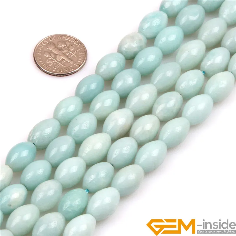 Olive Shape Amazonite Beads Natural Stone Beads DIY Beads For Bracelet Or Necklace Making Strand 15\