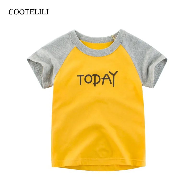 COOTELILI Cartoon Summer Kids Boys T Shirt Short Sleeve Tops Choses Girl Letter T-shirts Toddler Children Clothing 90-140cm