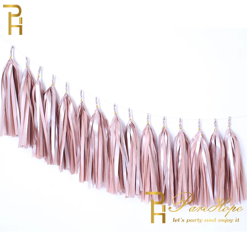 

Party Wedding Decoration Rose Gold DIY Paper Tassel Garland Baby Shower Birthday Anniversary Decor Supplies Bubble Accessories