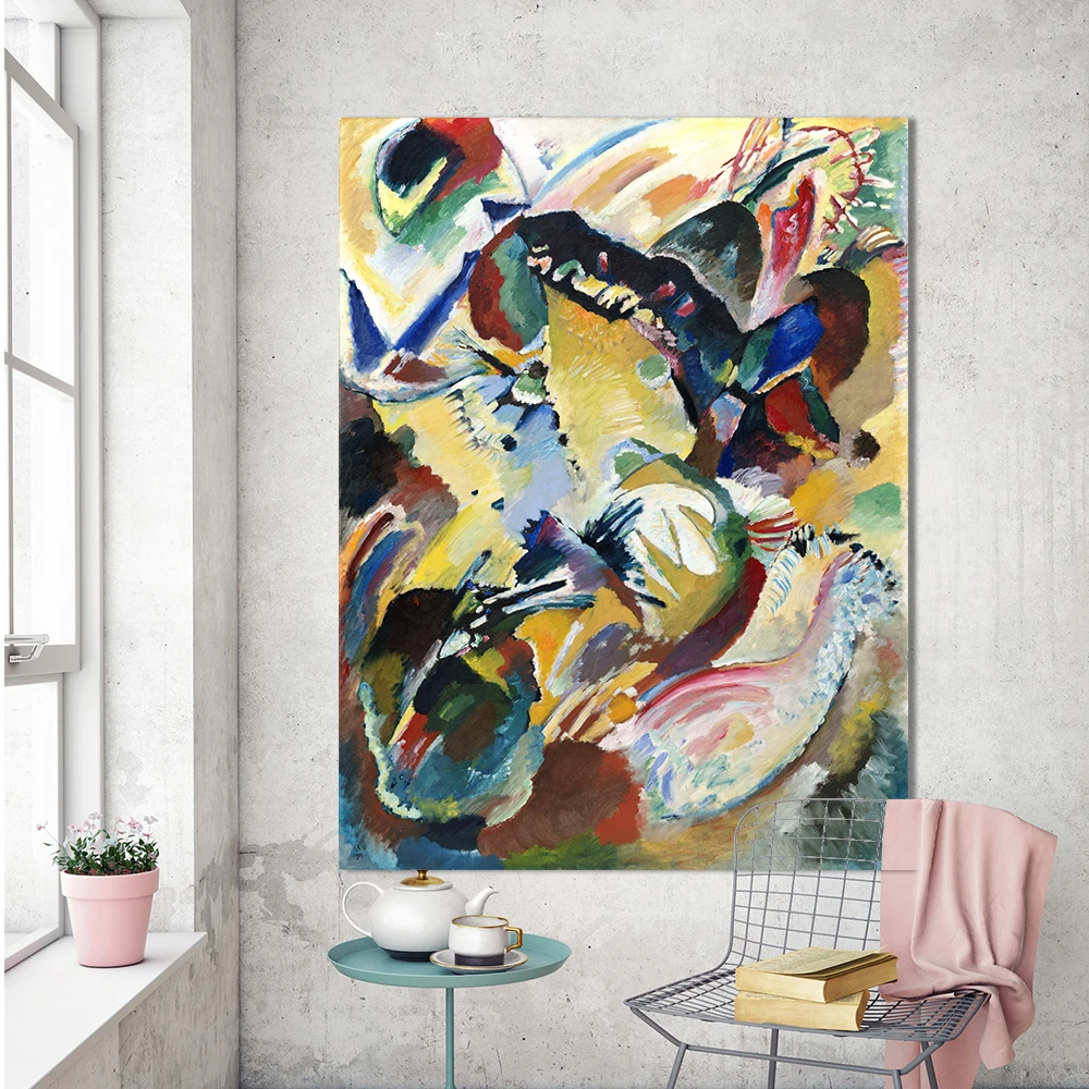 Abstract Wall Art Pictures For Living Room Wassily Kandinsky Panel for Edwin R Campbell Home Decor Canvas Painting