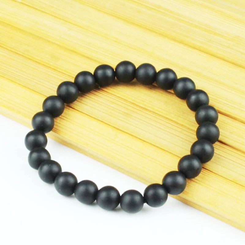 Natural black bian stone beads bracelet fashion women 8MM black round beads stone bracelet jewelry gifts