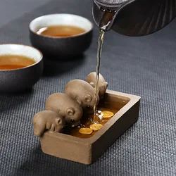 ZiSha Tea Pet Purple Clay Tea Pet Little Pigs Drink Water Chinese Crude Pottery Kung Fu Tea Set Home Decoration Tea Accessories