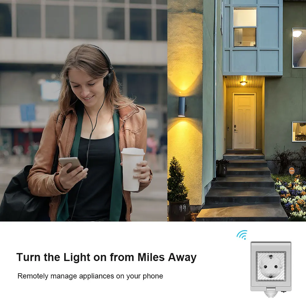 SONOFF S55 Waterproof IP55 Wifi Smart Power Socket, Timer Outdoor AU/EU/UK/US/ZA Plugs APP/Vocie Remote Control Works with Alexa