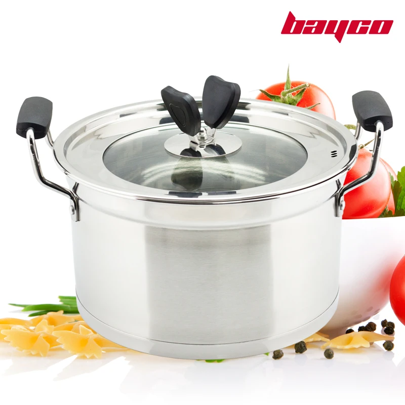 Bayco series stainless steel soup pot steel double bottom milk pan sauceboxes 26cm bcg106