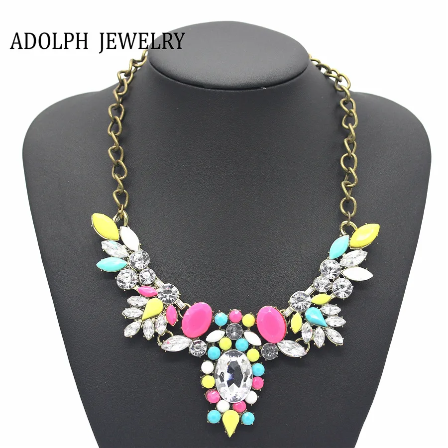 ADOLPH Jewelry Fashion 6 colors Brand Flower Choker Luxury Fashion Rhinestone Necklaces For Women 2015 New necklaces & pendants