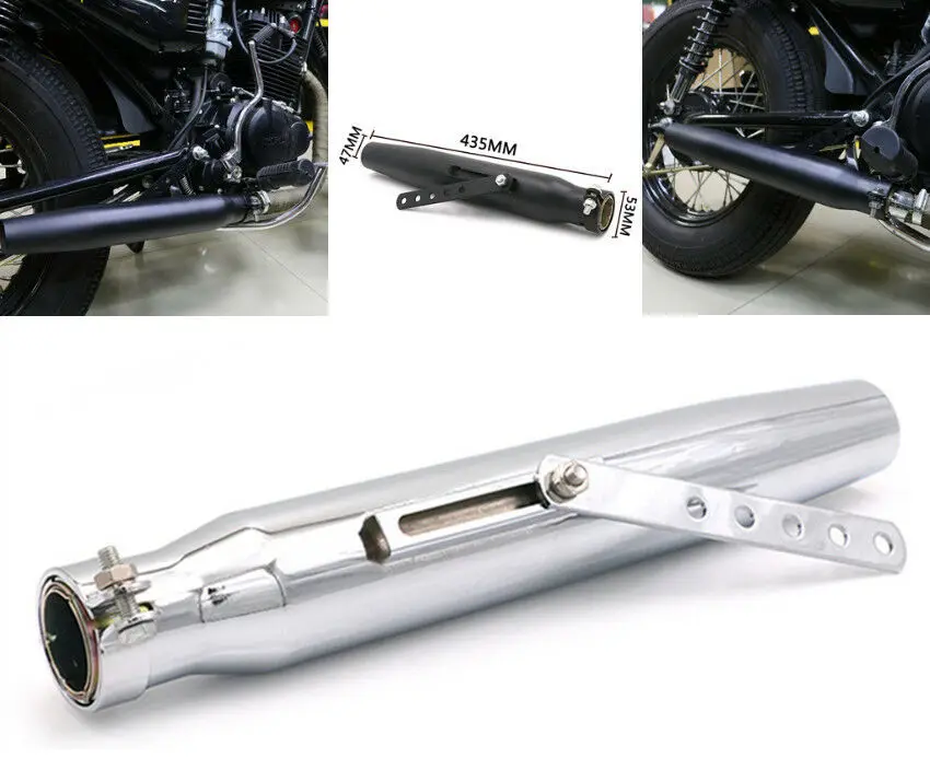 

Chrome Universal Exhaust Silencer Mufflers Pipe For Harley Classic Cafe Racer