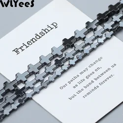 WLYeeS Black Hematite Stone Jesus cross beads 4 6 8 10mm Spacer Loose Beads for DIY Earring Pendant Bracelet Accessories Making