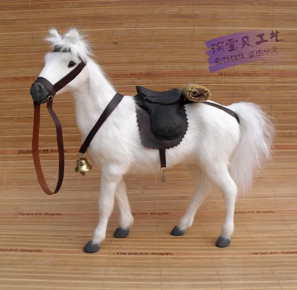 

simulation war horse toy polyethylene&furs white blood horse with saddle gift about 28x10x26cm 0826