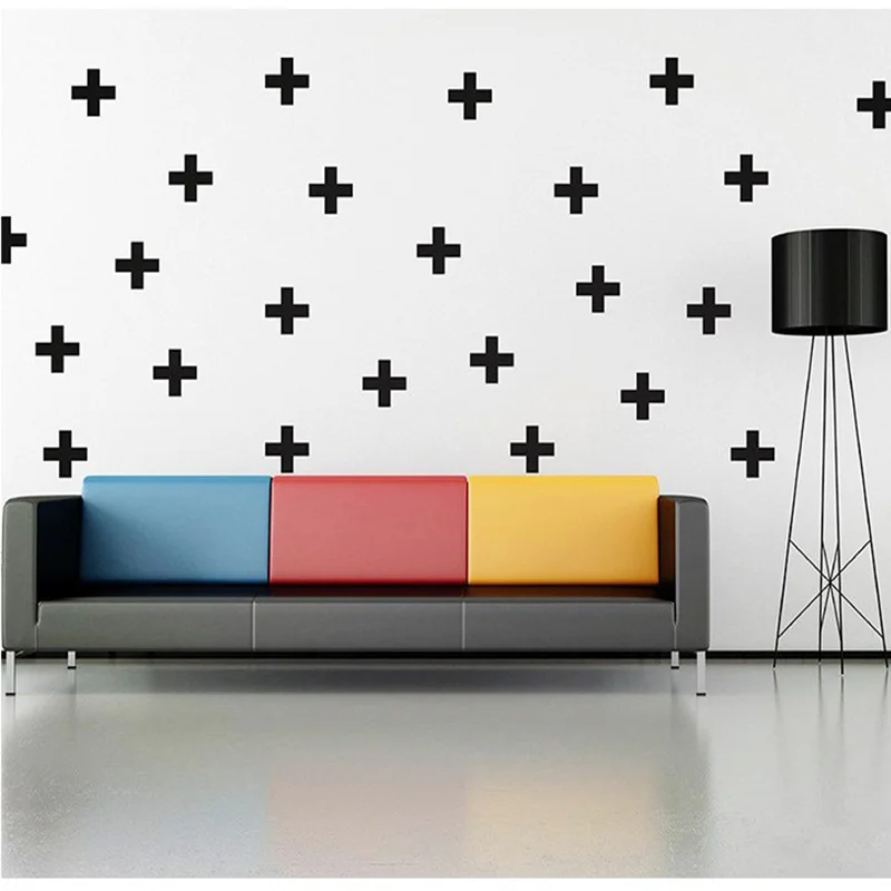 

Promotion 48pcs Cross Pattern Wall Decals Plus shape vinyl art- removable sticker - Nursery Bedroom decor 7cmX7cm