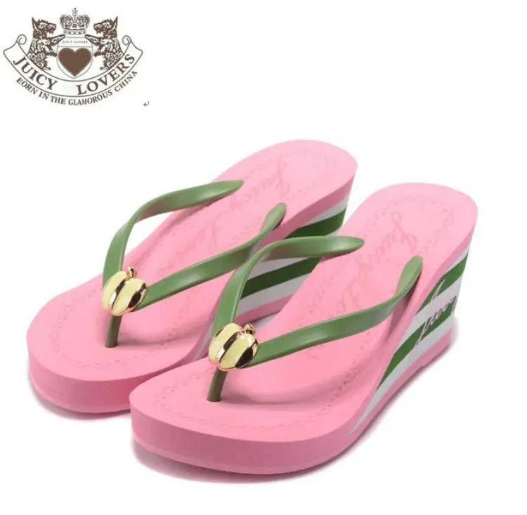 Juicy Lovers Brand Red Black Pink Summer Slippers Wedges Flat Casual Beach Slipper Sandals Outside Sportswear Women Flip Flops