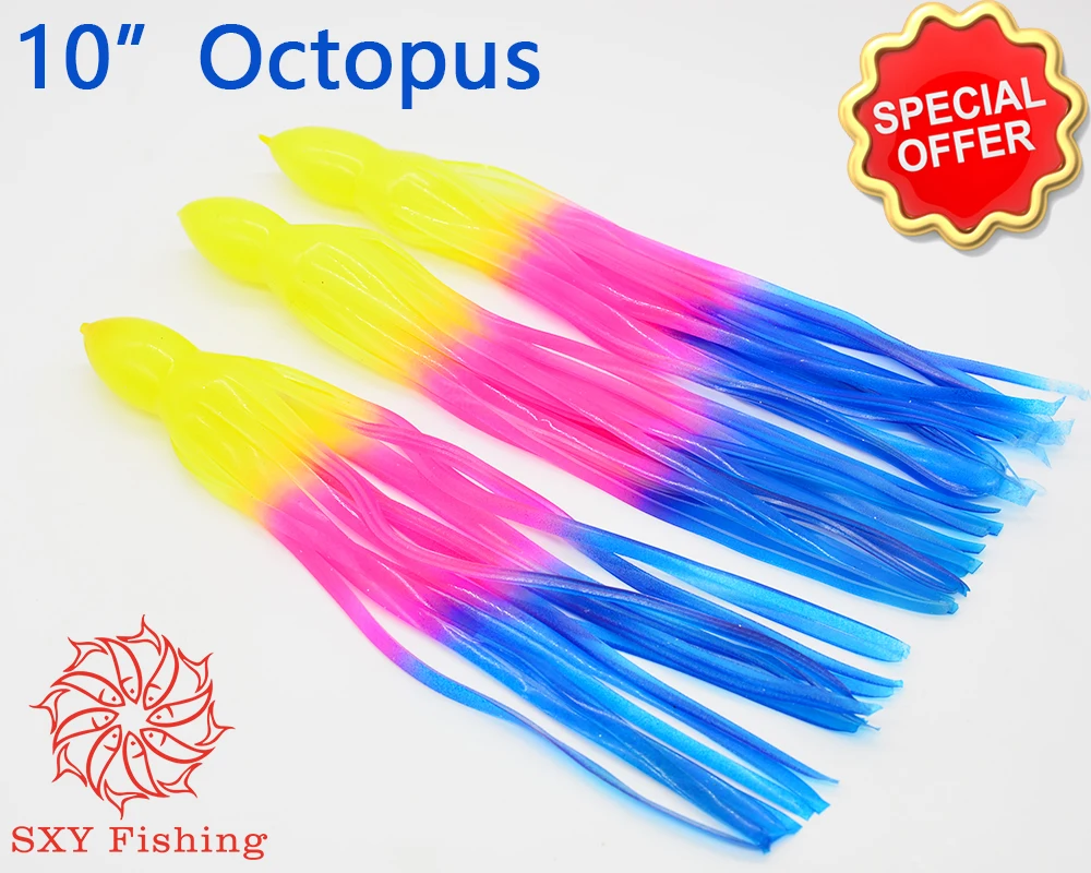 SXY FISHING 10 Inch Octopus Squid Seawater Fishing Bait Trolling Bait Bionics Squid Lure Bionics Octopus Bait Multiple colors 2