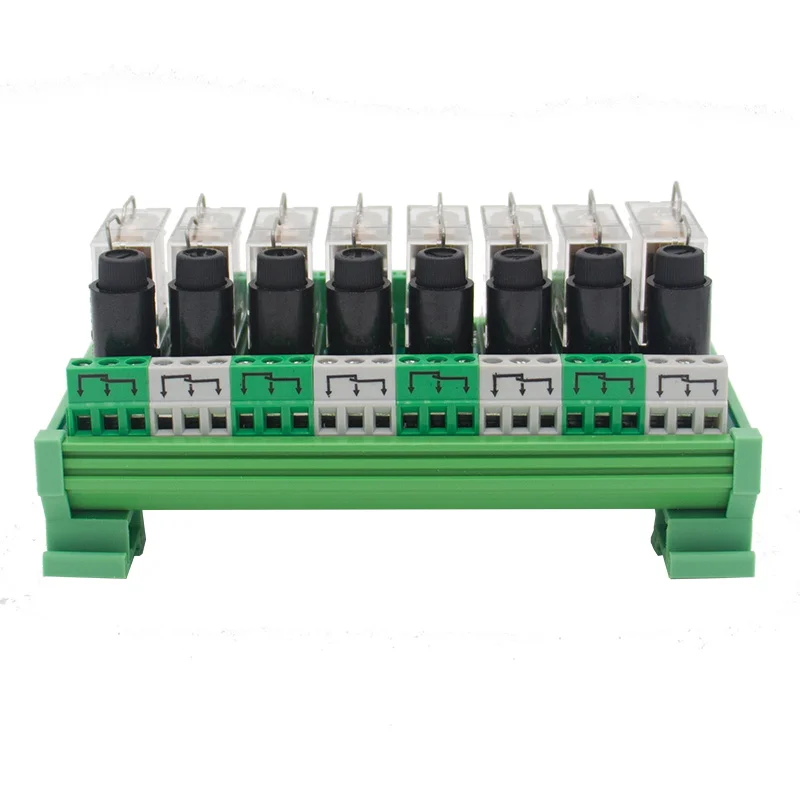 8 Channel 1 SPDT DIN Rail Mount OMRON G2R 24V DC/AC with fuse Interface Relay Module