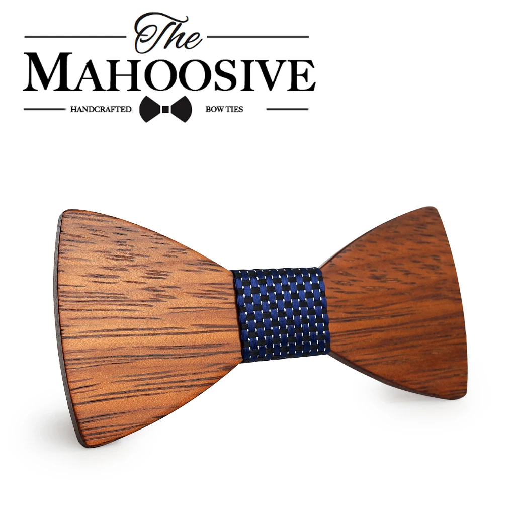 Mahoosive Gravata Plaid Wood Wooden Bow Tie For Man Wedding Butterfly Design Necktie for Wedding Groom