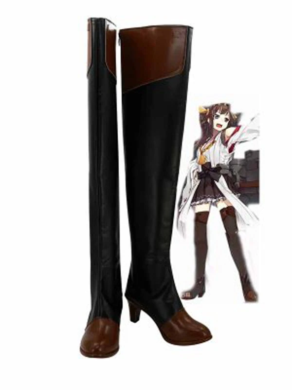 Kantai Collection Fleet Girls Kongou Cosplay Boots Shoes Women Cosplay Costume Party Shoes Custom Made Boots