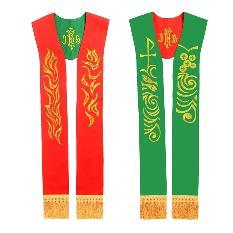 Unisex Priest Stole Catholic Church Reversible Scarf for Pastor Minister Costume