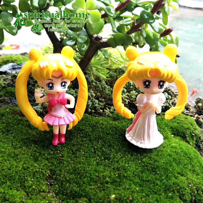 Beautiful girl miniature figurines  micro landscape decoration garden mini moon long hair beauty cartoon home decoration