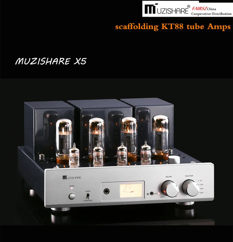 MUZISHARE X5 Intergrated Tube Amplifier EL34 Handmade Scaffolding Push-Pull Vacuum Tube Amps 110/240V