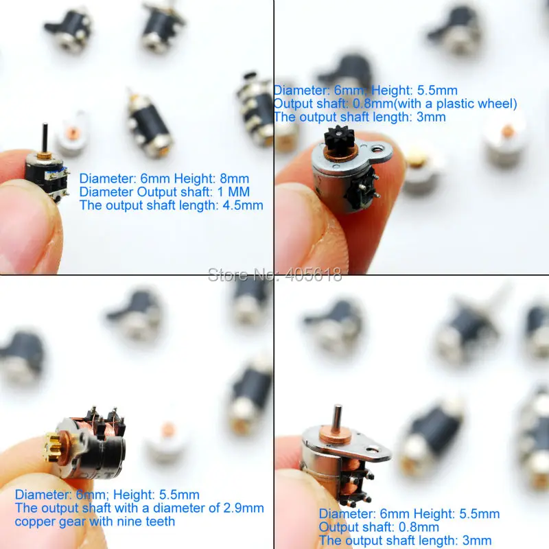 Great quantity 50pcs 4 Wire 2 Phase micro stepper motor Miniature stepper motor 10 Types 5pcs each with Plastic Tool Box