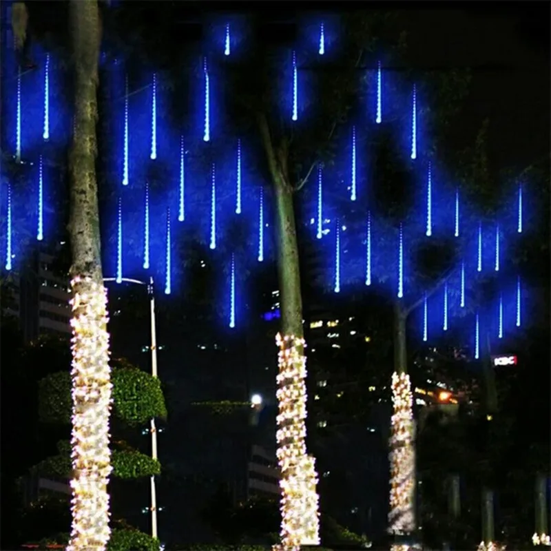 30cm 144 LED/ 50cm 240LED Light Meteor Shower Falling Rain Drop Snow Fall Xmas String Lights,Outdoor tree ,8tubes/set